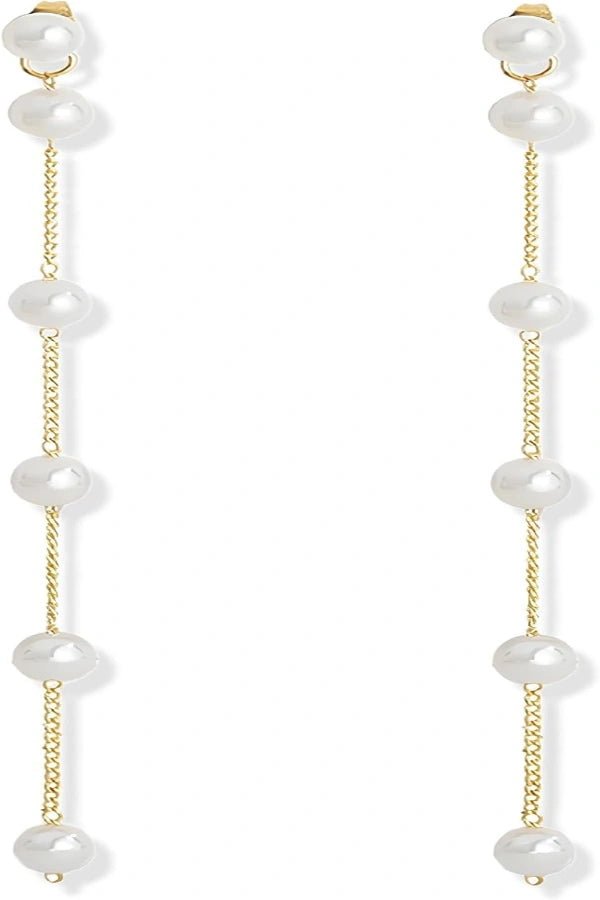 Pearl necklace Kouvr with gold chain on a white background