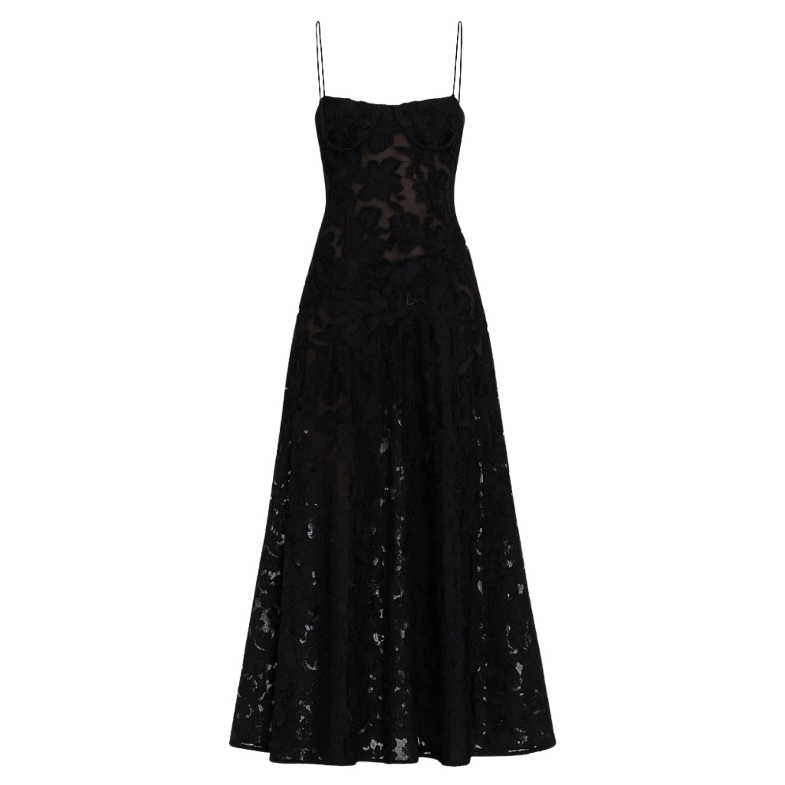 Black Kouvr lace dress on a white background