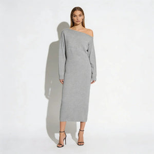 One Shoulder Knit Midi Dress - Asymmetrical Long Sleeve Sweater Dress Slim Fit Bodycon for Evening Cocktail Holiday by Kouvr Fashion One Shoulder Knit Midi Dress - Asymmetrical Long Sleeve Sweater Dress Slim Fit Bodycon for Evening Cocktail Holiday by Kouvr Fashion
