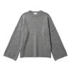 Flat lay of the Kouvr Fashion grey bell sleeve sweater showcasing the texture of the cashmere wool knit and exposed seams.
