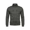 High-resolution product shot of the Kouvr Fashion men's dark grey military zip-up jacket with stand collar.