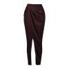 Product-only photo of the Ourania draped sarong pant in aubergine, displaying the sculptural front wrap design.