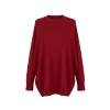 Front view flat lay of the Kouvr Fashion oversized cashmere wool sweater in crimson red on a white background.