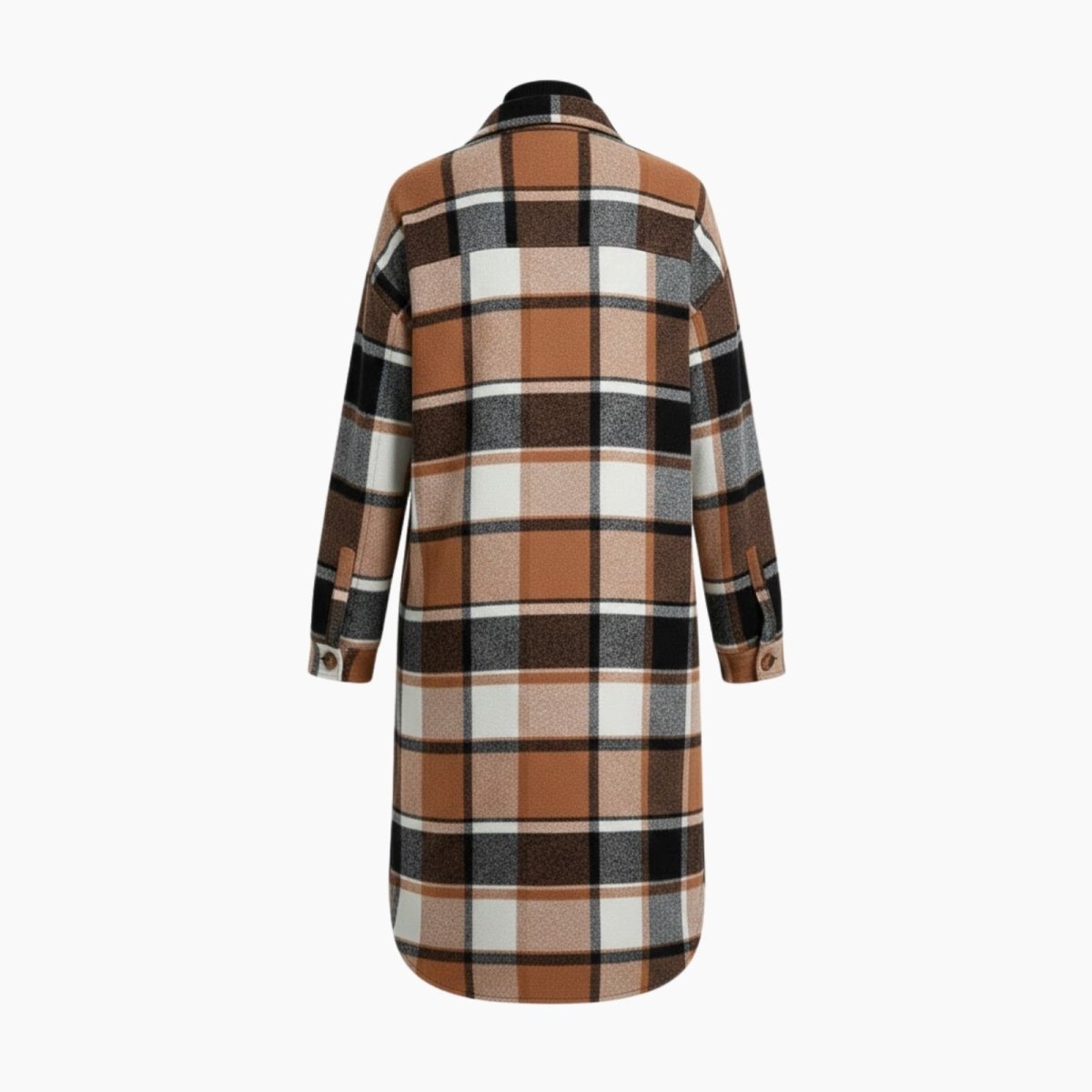 Long Plaid Shacket Womens Oversized Wool Blend Shirt Jacket Coat Khaki ...