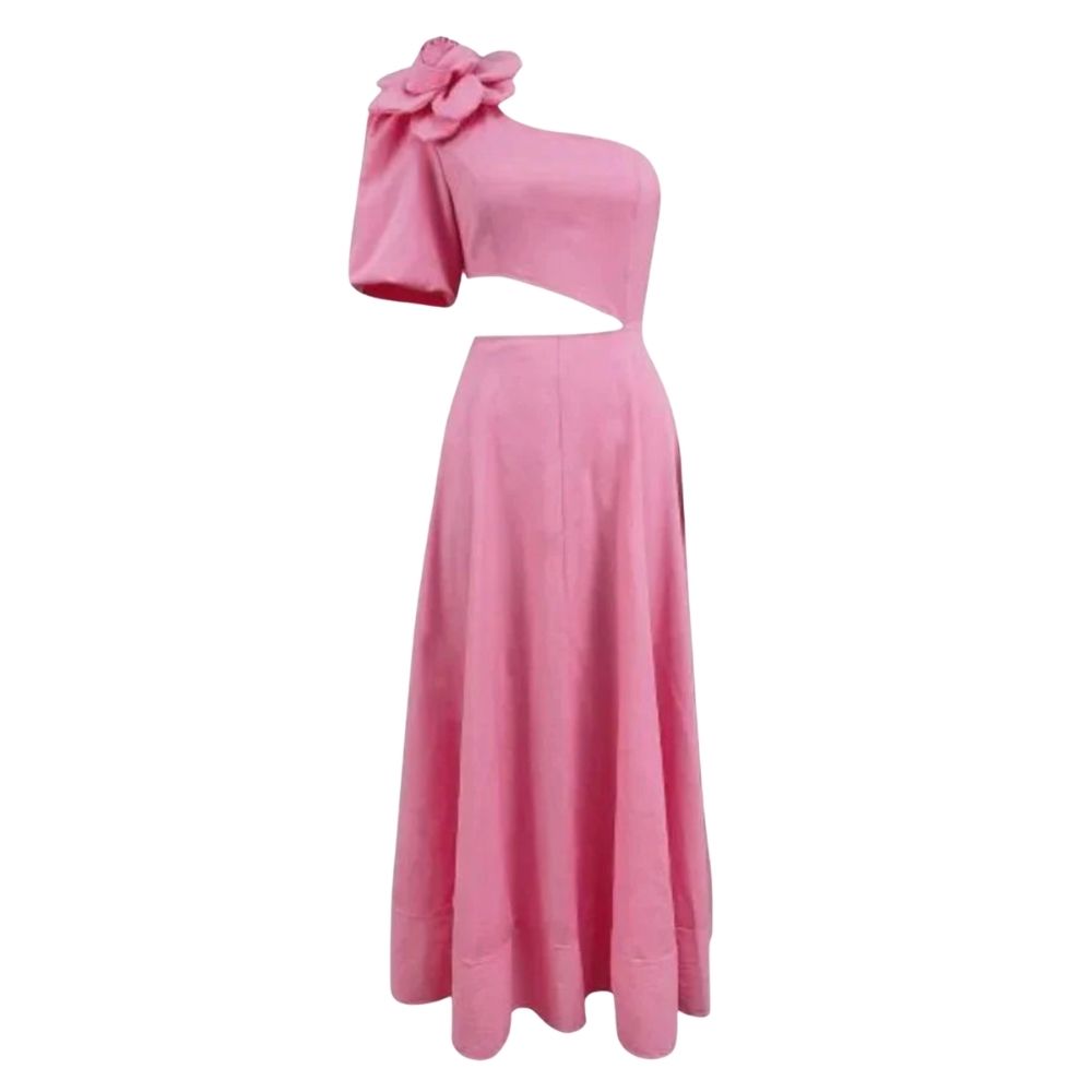 Kouvr Pink two-piece dress with a floral detail on a white background