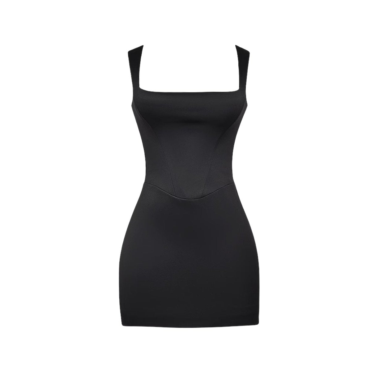 Black kouvr dress on a white background