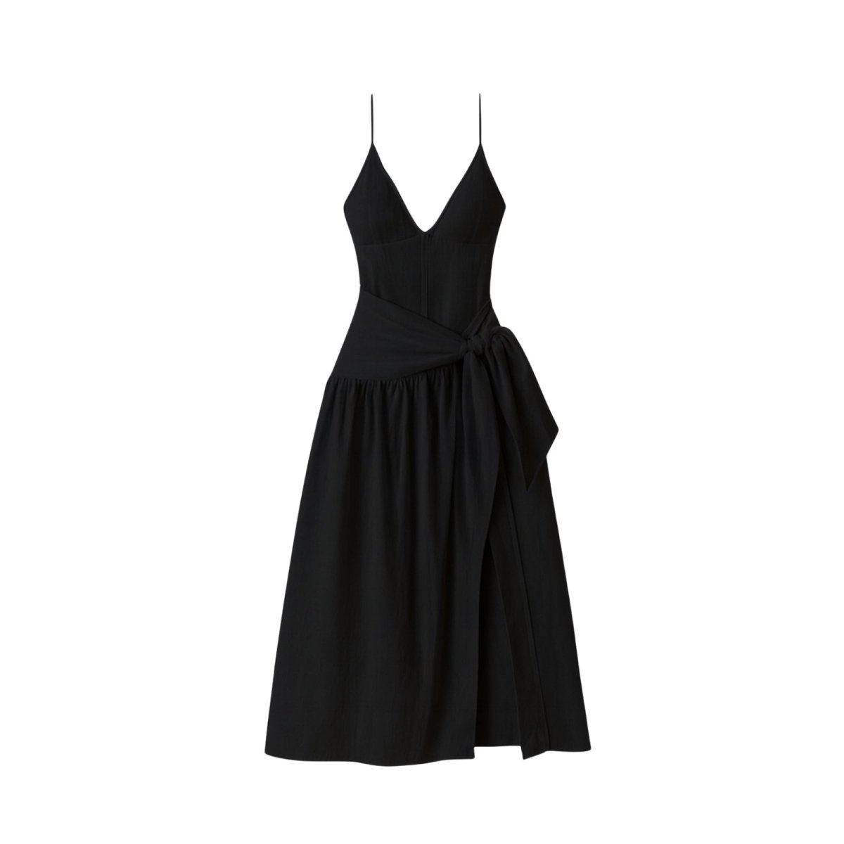 Black dress with thin straps on a white background