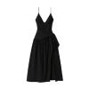 Kouvr Fashion Artesia black maxi dress with a deep V-neck and high side slit, viewed from the front on a white background.