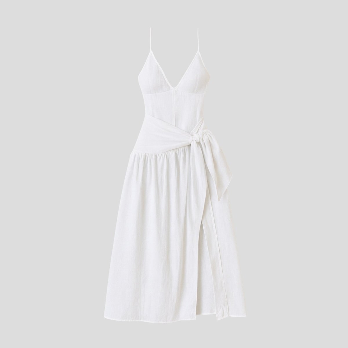 White dress on a light gray background
