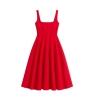 Product-only image of the Kouvr Fashion red square neck midi dress laid flat on a white background, showing the front silhouette.