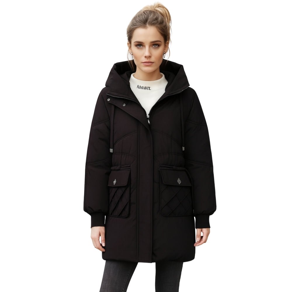 cold-weather essential," "thermal performance," "weather-resistant," "urban exploration," "chic outerwear," and "investment piece