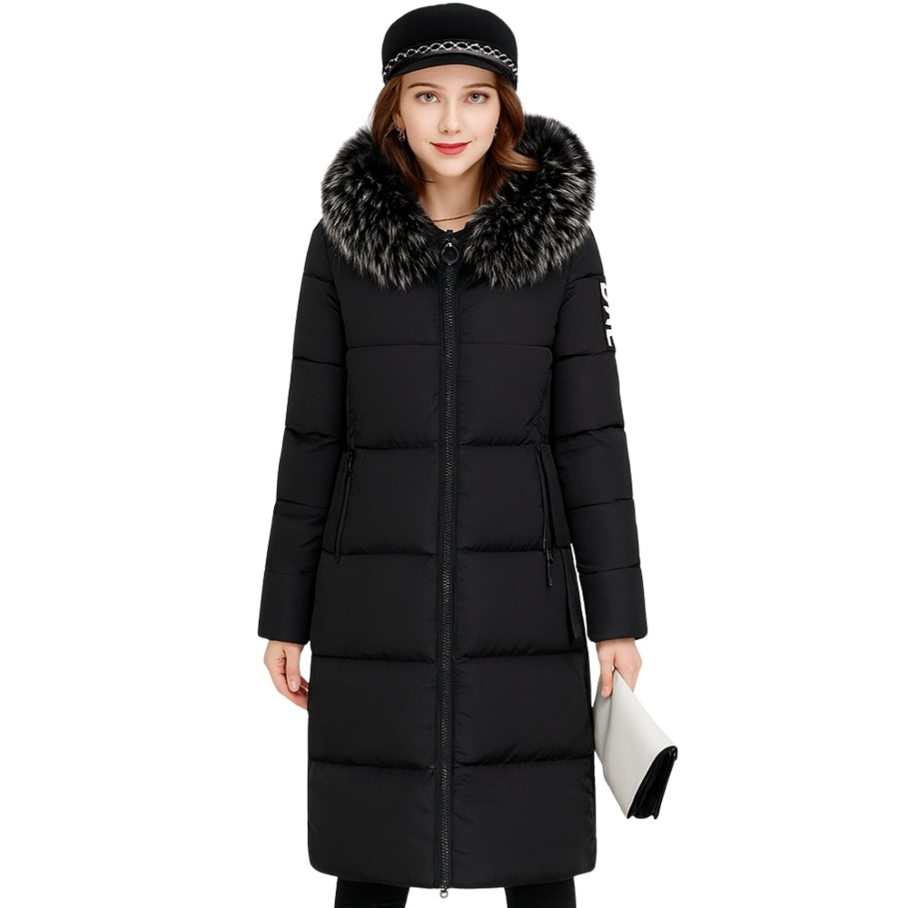 insulated overcoat, warm winter jacket, quilted coat, urban outerwear, heavyweight parka, stylish women's coat, weather-resistant.