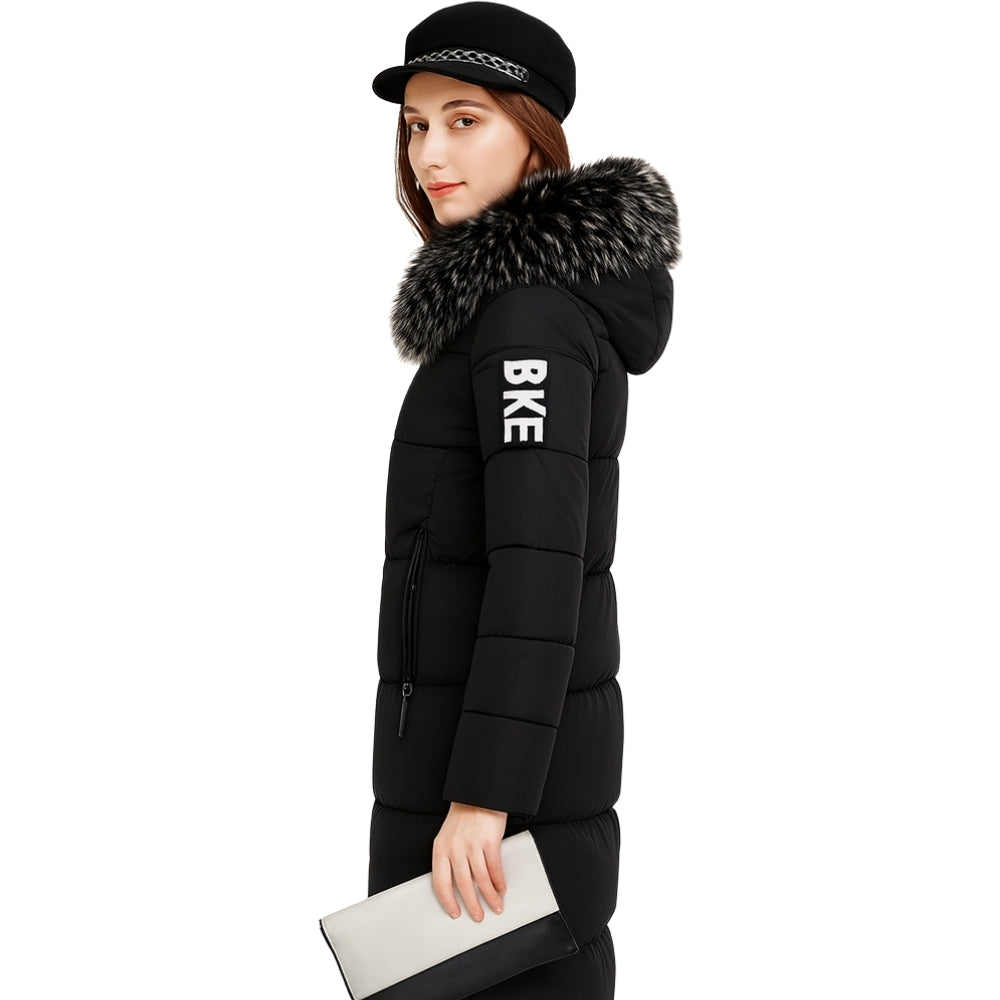 insulated overcoat, warm winter jacket, quilted coat, urban outerwear, heavyweight parka, stylish women's coat, weather-resistant.