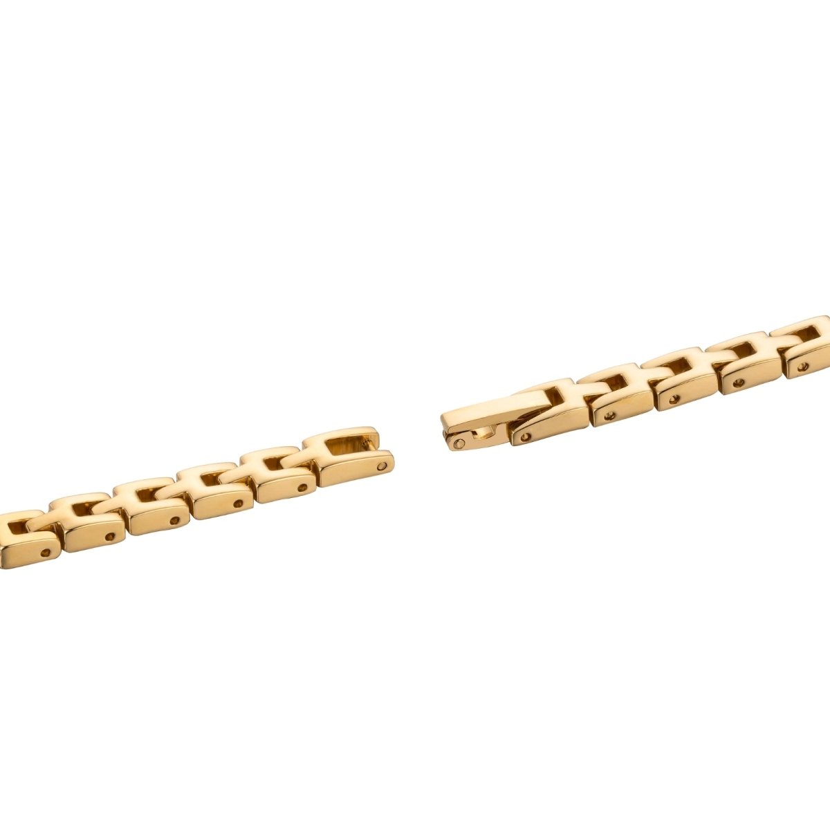 Detailed view of the Zenny  gold kouvr cocktail watch face and crystal-encrusted strap. 