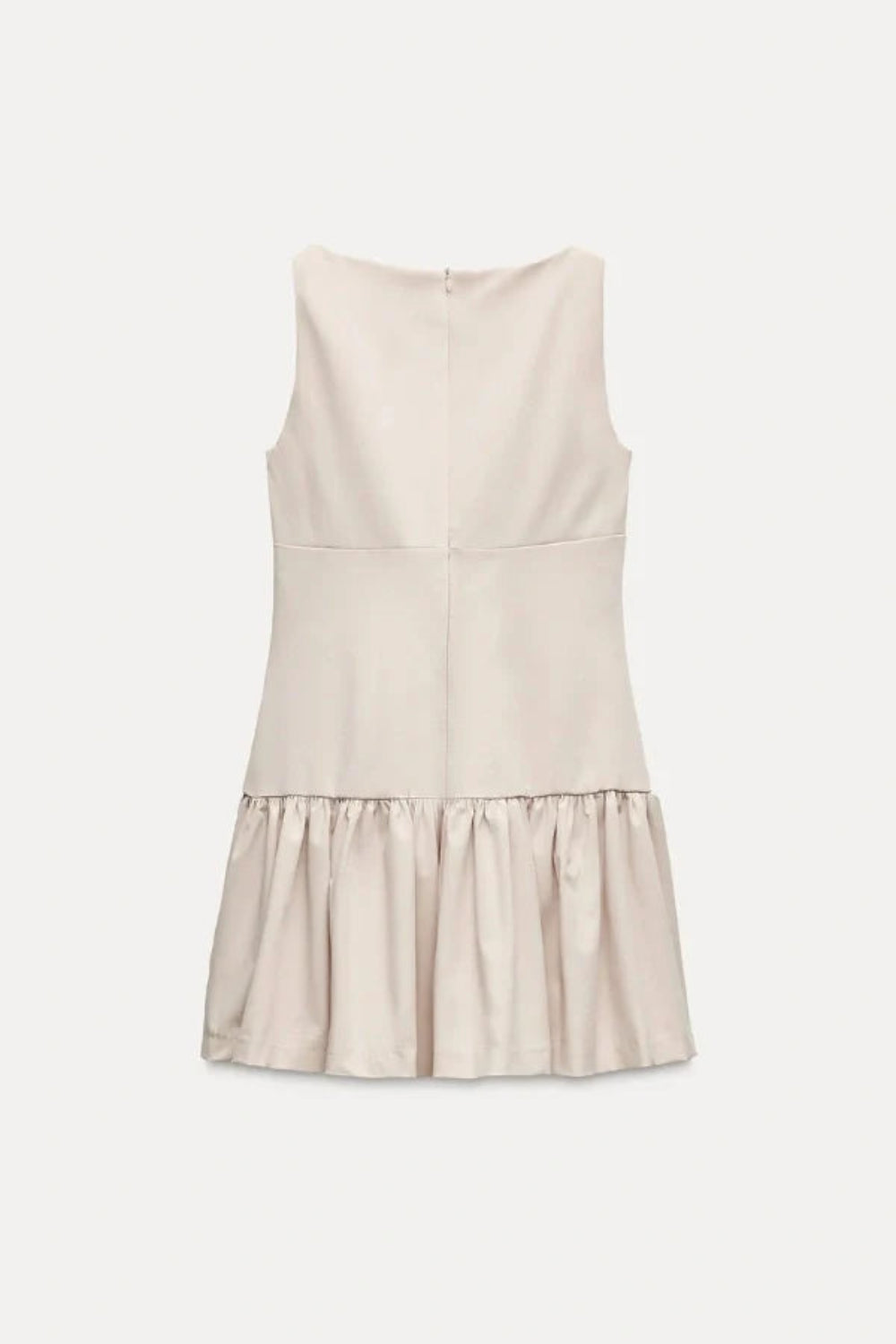 sculptural silhouette," "architectural design," "structured bodice," "boat neck," "minimalist aesthetic," "summer event wear," "vacation dress," "day-to-night outfit," "gathered skirt," "drawstring waist detail