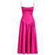 Model wearing the Kouvr Gabriella Gown in Fuchsia Satin with a lace-up corset back.