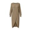 Flatlay image of the Kouvr Jnaessa khaki wrap knit dress, showing the front design and texture.