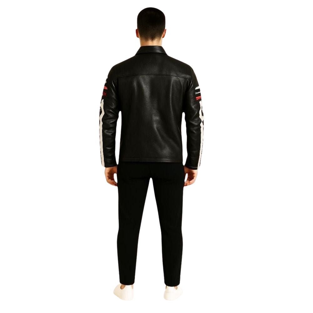 Vintage Leather Racing Jacket | Moto Biker Jacket with Retro