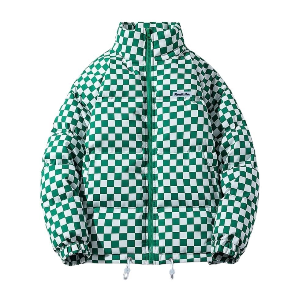 Kouvr Fashion Men's Checkerboard Puffer Jacket
