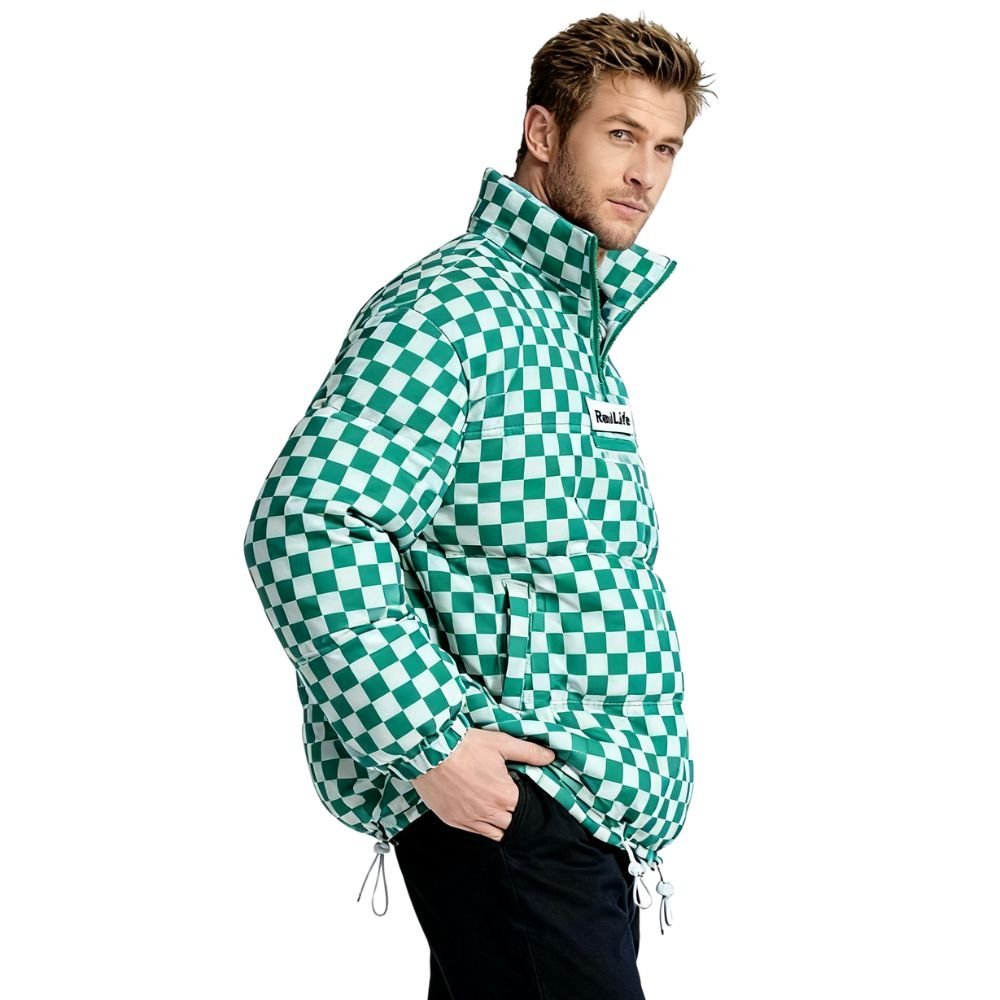 Kouvr Fashion Men's Checkerboard Puffer Jacket