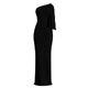 sculptural silhouette," "elegant draping," "figure-flattering," "minimalist formalwear," "event dressing," "gala attire