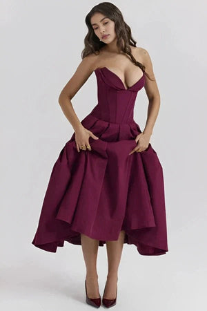 chinese dress ladies Blue Satin Midi Dress