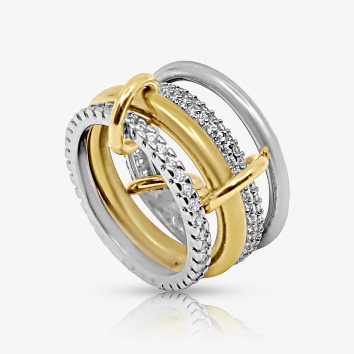 High-resolution studio image of the Kouvr Lirien multi-band diamond statement ring on a white background.
