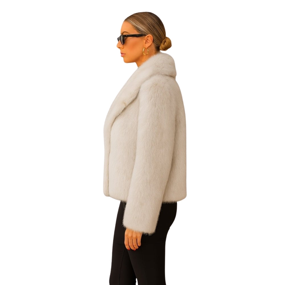 plush statement coat," "eco-friendly luxury outerwear," "winter wedding guest coat," "holiday party jacket," and "cruelty-free fur.