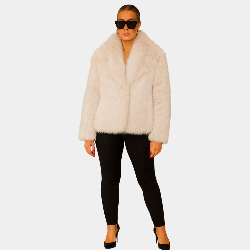 plush statement coat," "eco-friendly luxury outerwear," "winter wedding guest coat," "holiday party jacket," and "cruelty-free fur.