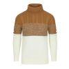Kouvr Fashion Men's Brown and Cream Cable Knit Color Block Sweater