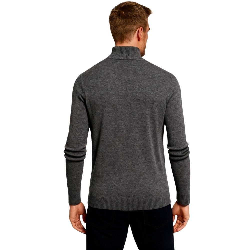 Dark Grey Men's Quarter-Zip Sweater | Merino Wool Cashmere Blend