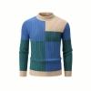 Flat product shot of the Kouvr Nerthus men's ribbed color block sweater, front side, on a white background