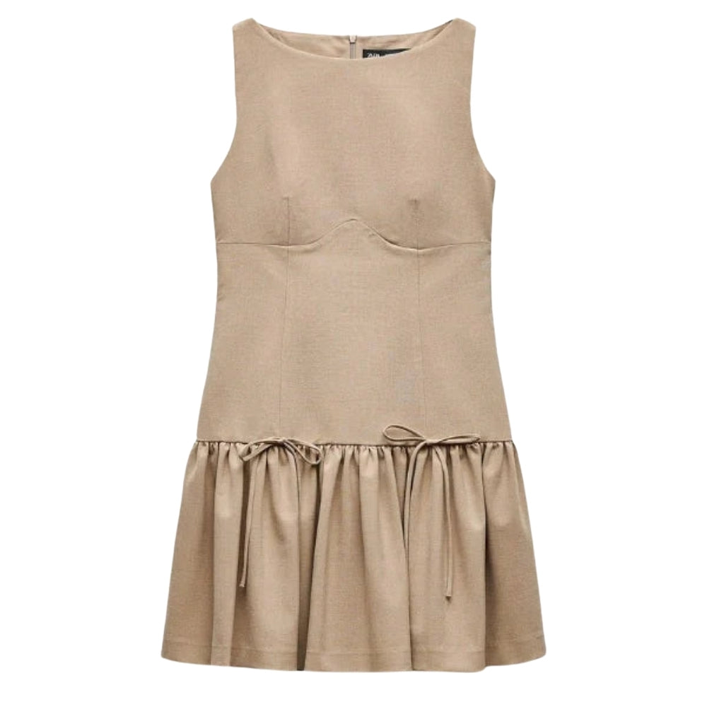  khaki Kouvr sleeveless dress on a white background