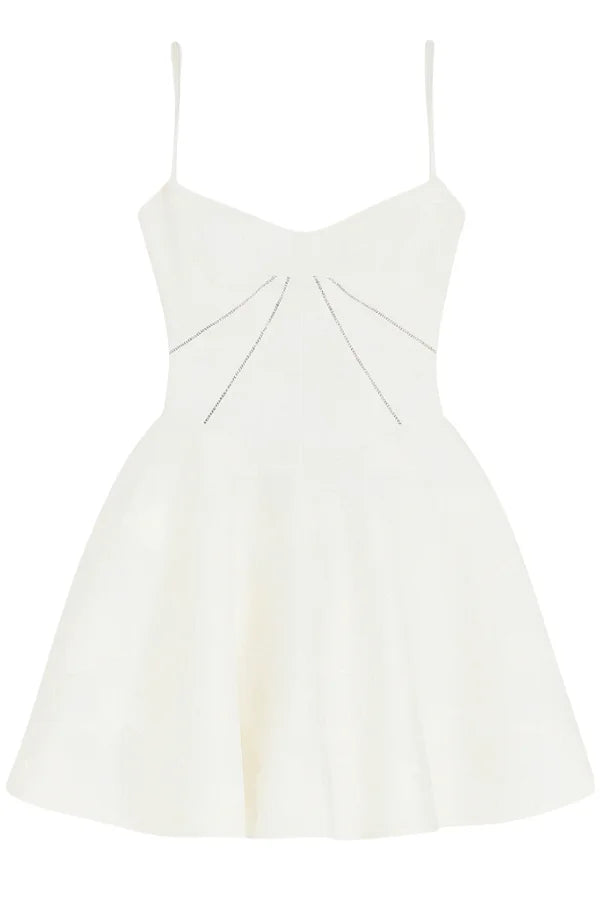 Weave in terms like 'sculpted bodice,' 'fit and flare silhouette,' 'occasion wear,' and 'statement piece' throughout the description and on-page content
