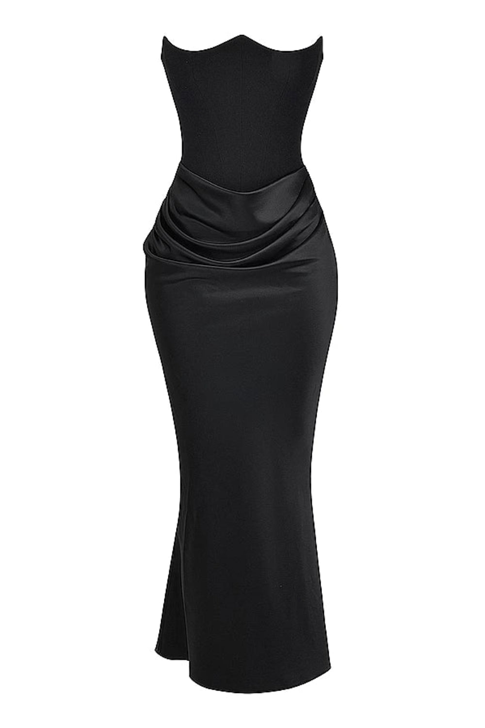 structured bodice," "draped waist," "satin formal dress," "old Hollywood glamour," "sculptural silhouette