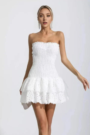strapless smocked mini dress Starla - White