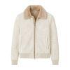 Men's Apricot Shearling Lined Suede Aviator Jacket by Kouvr Fashion