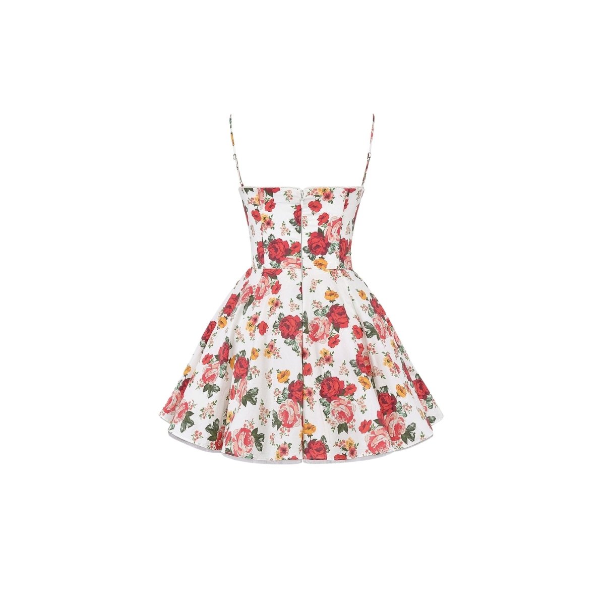 Floral Kouvr dress with red and pink flowers on a white background