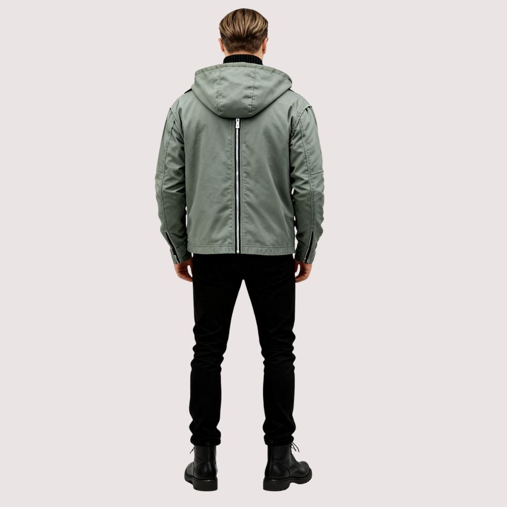 heavyweight cotton canvas', 'warm outdoor coat', 'rugged outerwear', 'men's workwear jacket', 'casual fall jacket', and 'layered look hoodie