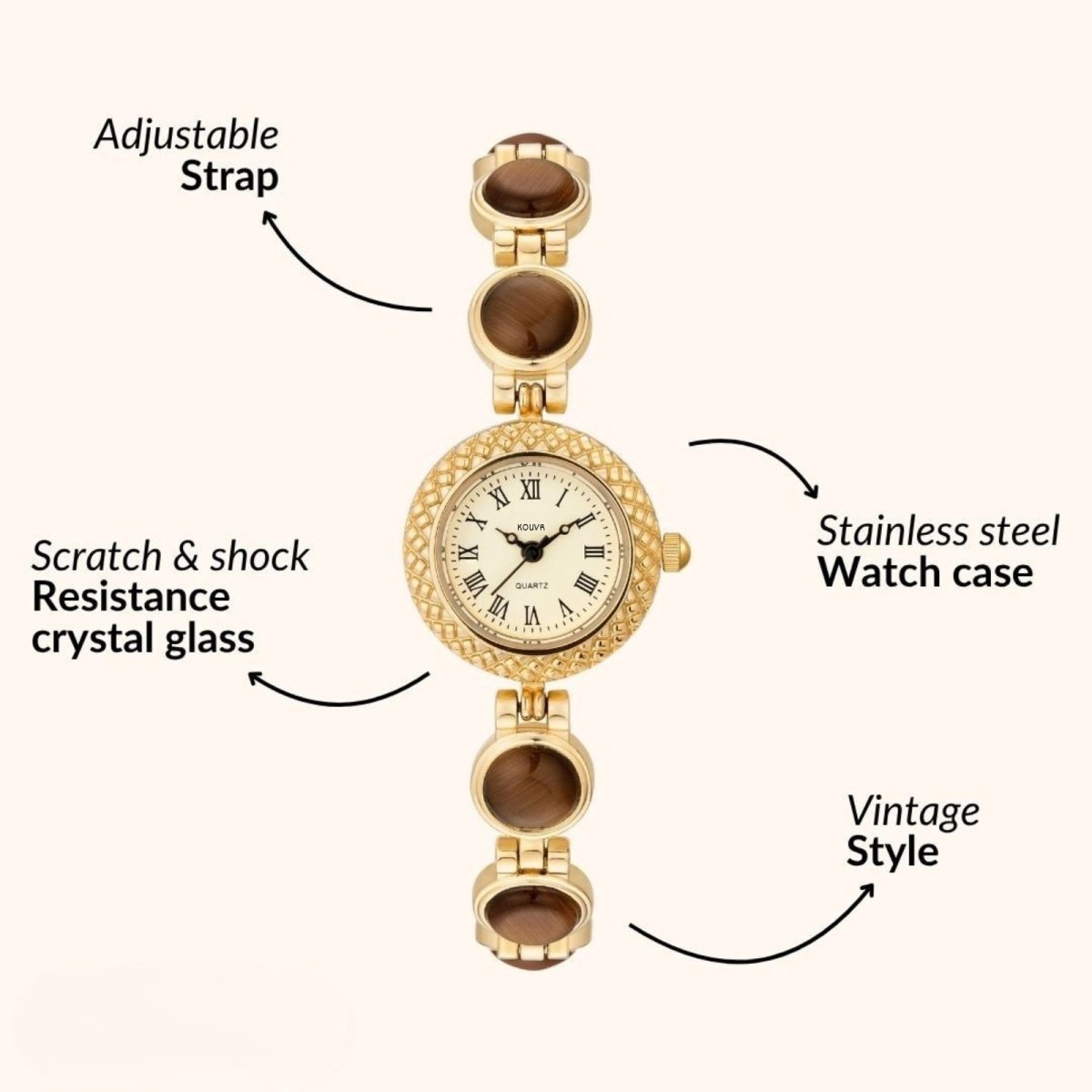 Woman wearing a gold kouvr mix jacket on a white background