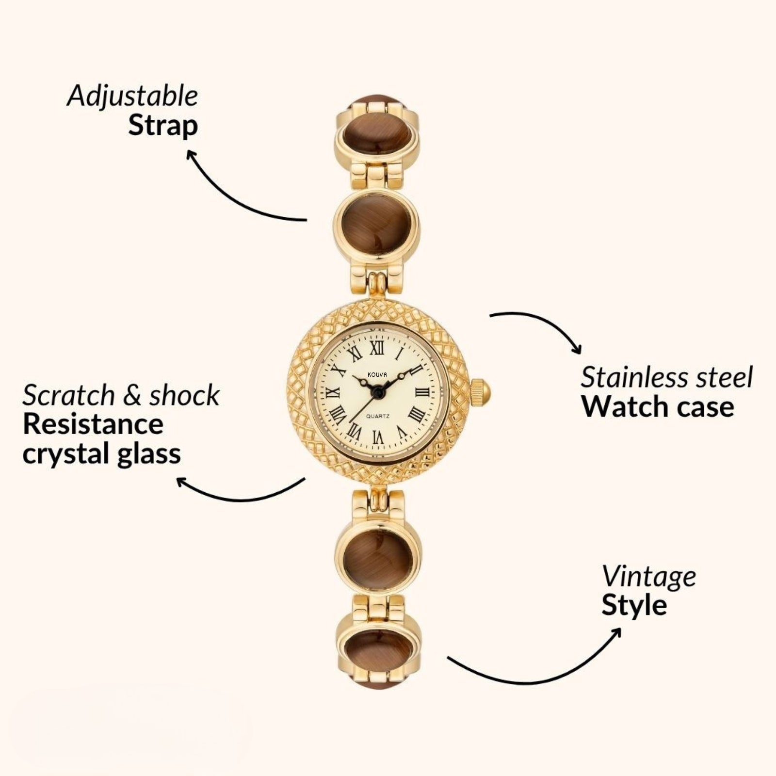 Woman wearing a gold kouvr mix jacket on a white background