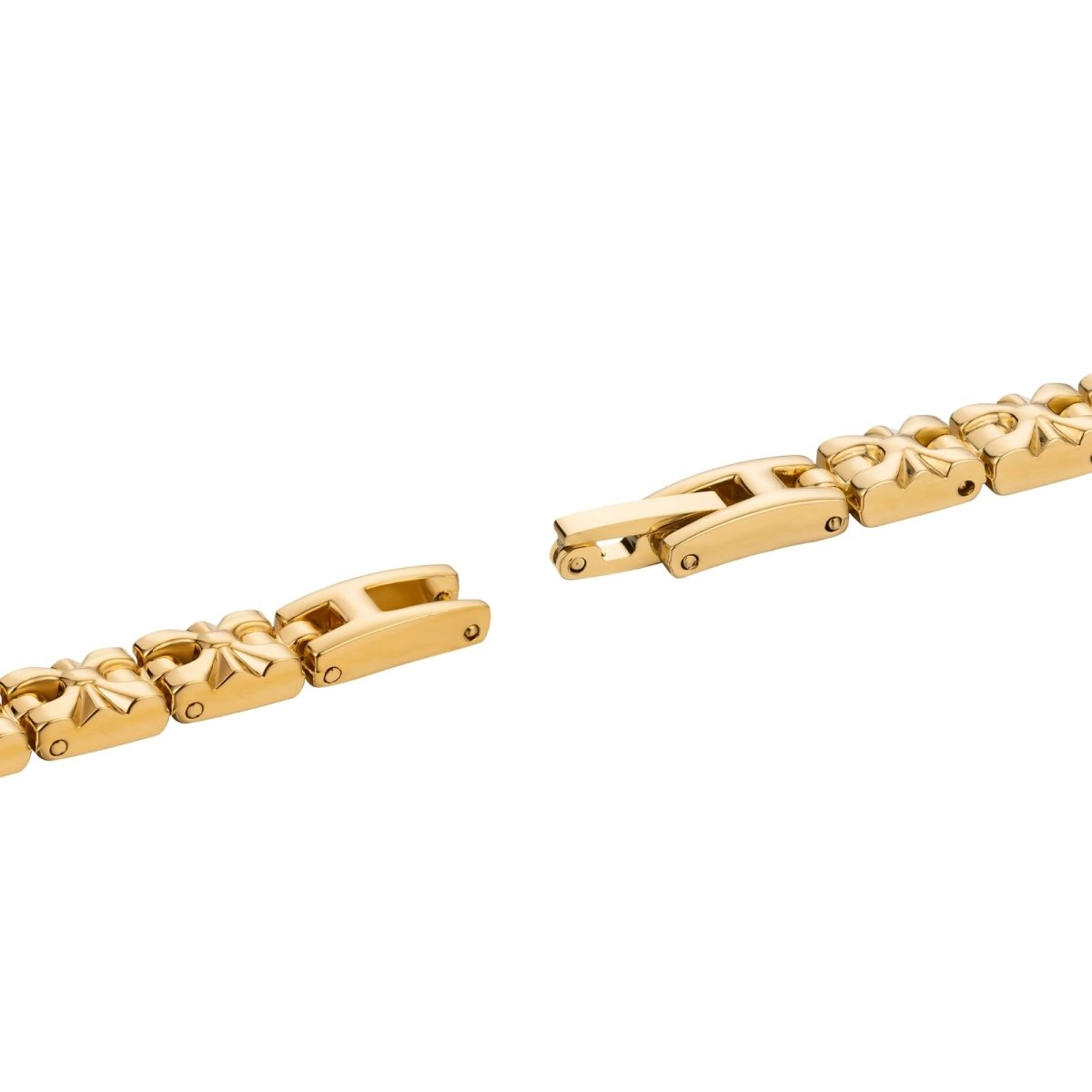 Gold bracelet on a white background