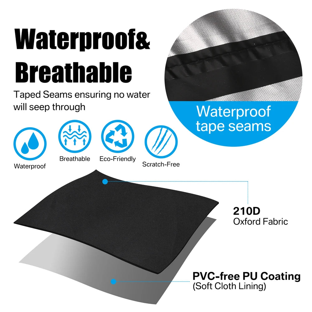 Detail of waterproof taped seams and scratch-free PVC-free PU soft cloth lining designed for breathable outdoor furniture protection.