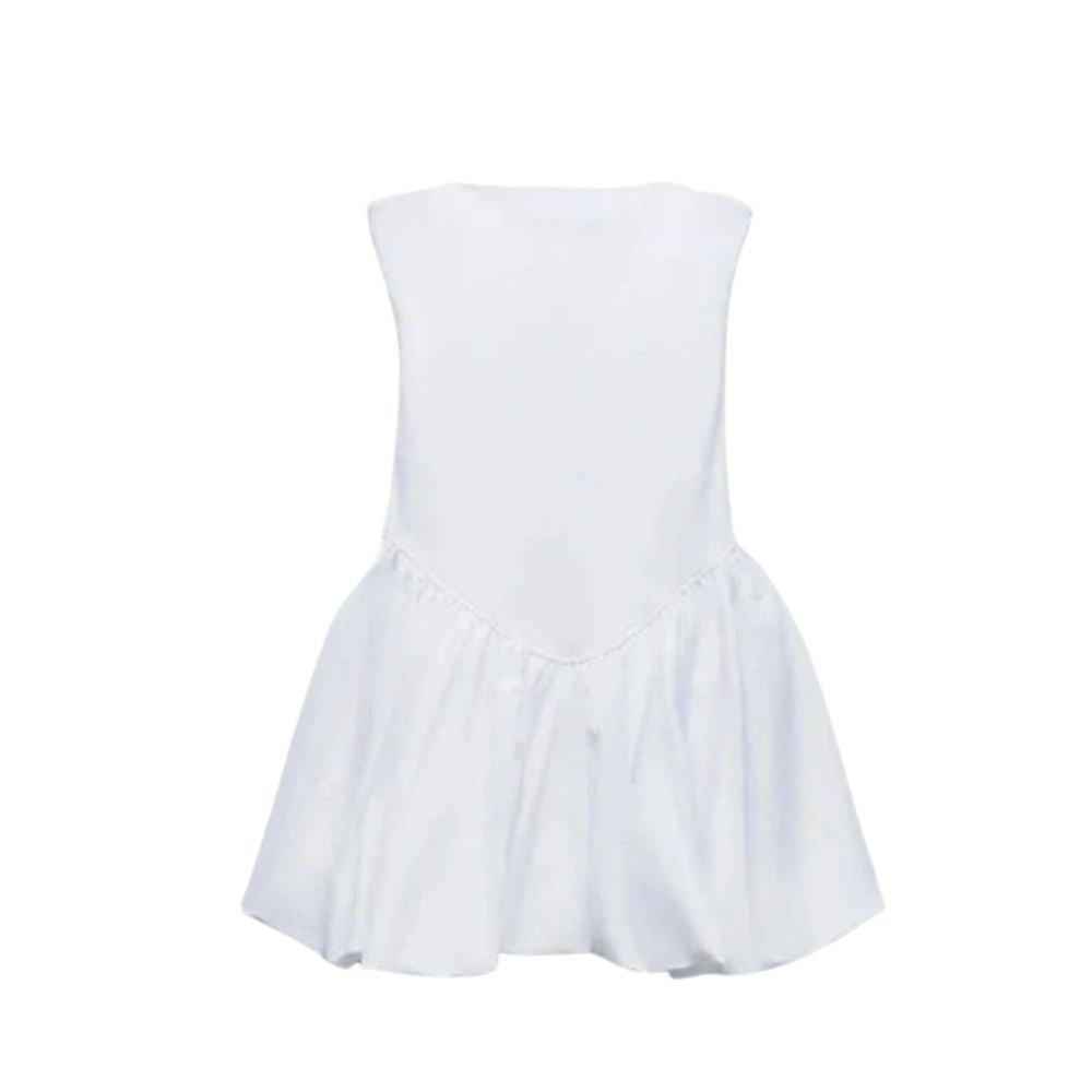 Kouvr white bubble hem mini dress with spaghetti straps