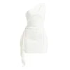 Kouvr Fashion white one shoulder satin mini dress with ruched waist and side drape detail