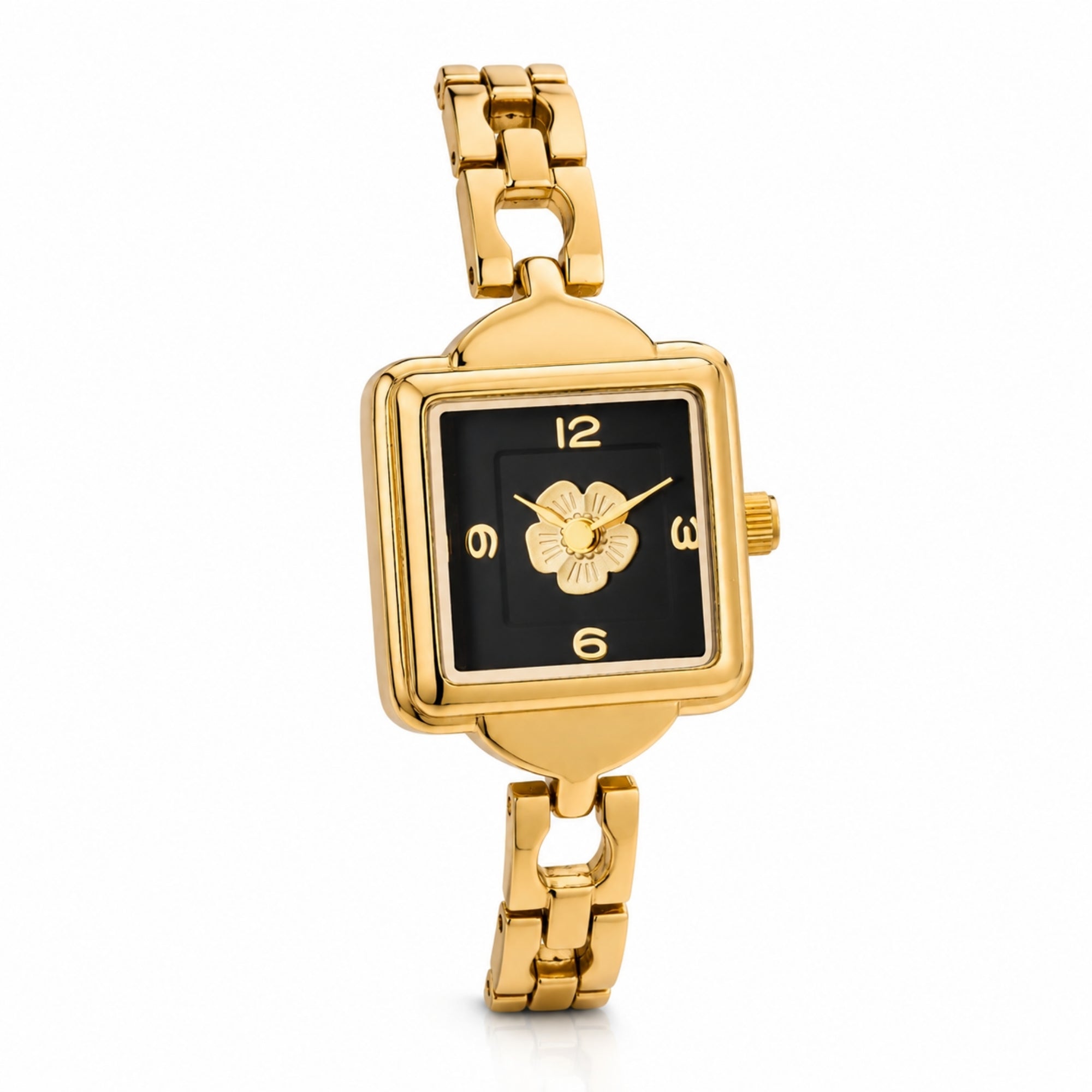 Close up of Kouvr women's luxury watch showing the scratch resistant crystal glass and vintage styling