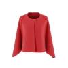 Front product shot of the Kouvr structured red cape jacket for women against a white background.