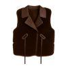 A model wears the Kouvr women's sable mink fur and Nappa leather vest in dark brown, paired with blue jeans.
