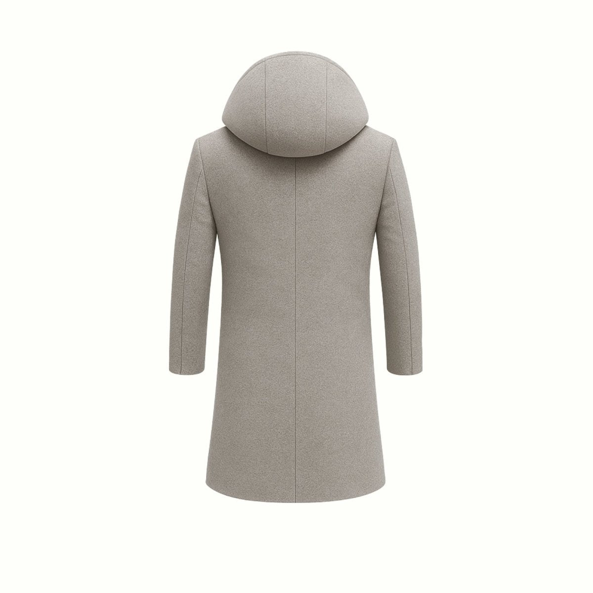 Men's Hooded Wool Overcoat Double Breasted Knee Length Winter