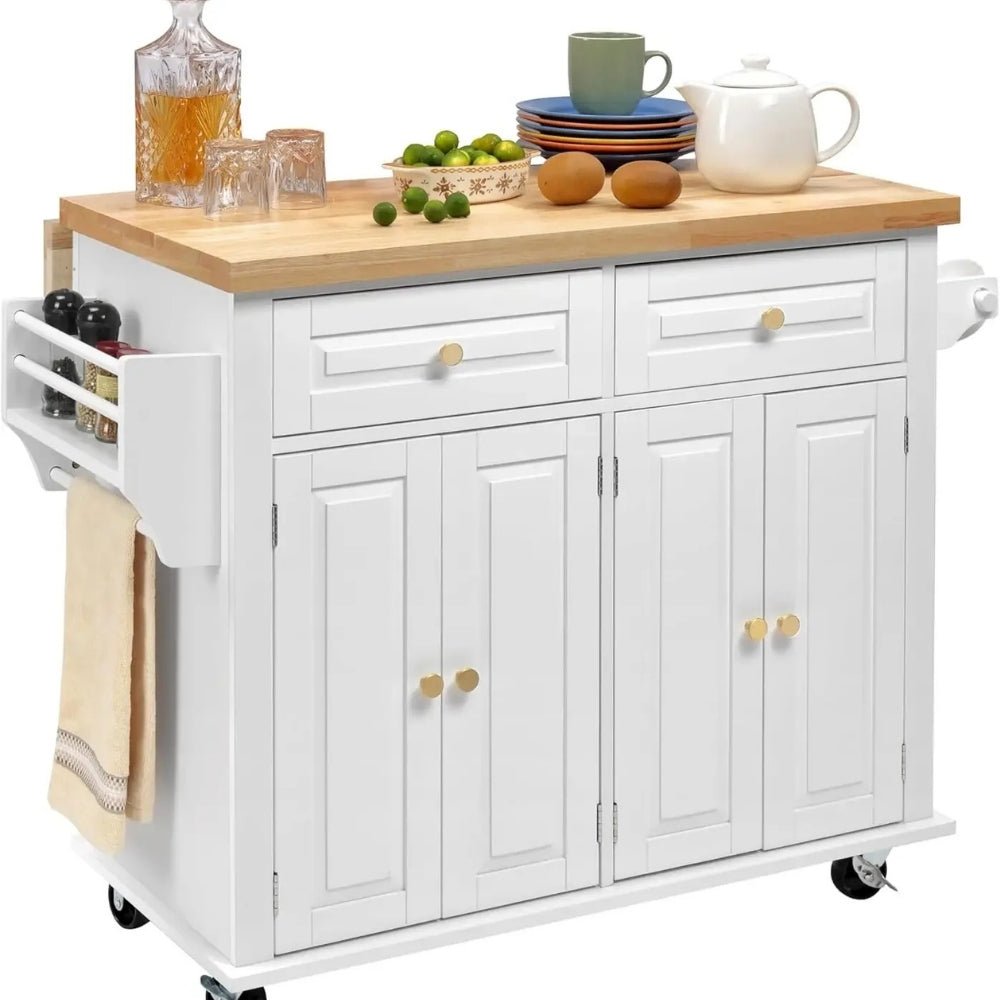 butcher block top," "kitchen prep station," "freestanding kitchen cabinet," "serving trolley," "small space kitchen solution